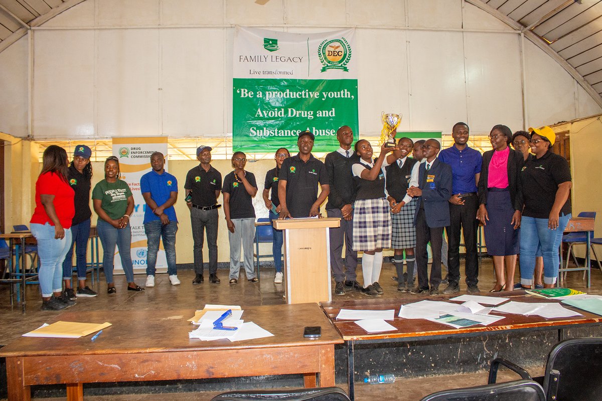 DECZambia's tweet photo. The Drug Enforcement Commission (DEC), through its Education and Counseling Department (ECD),in partnership with Family Legacy, successfully concluded a debate competition at Libala Secondary School in Lusaka. 
https://t.co/Epkx3ZtAmI https://t.co/KRy3YaQzoc