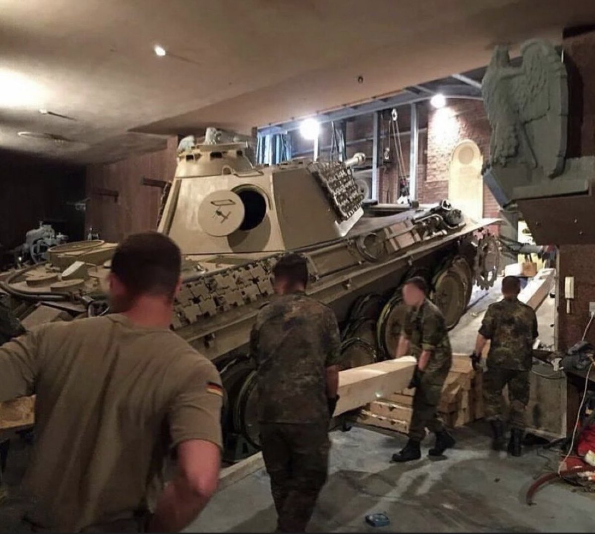 mylocalgunshop's tweet image. a fully restored panzer being removed from the basement of an 84-year-old German man