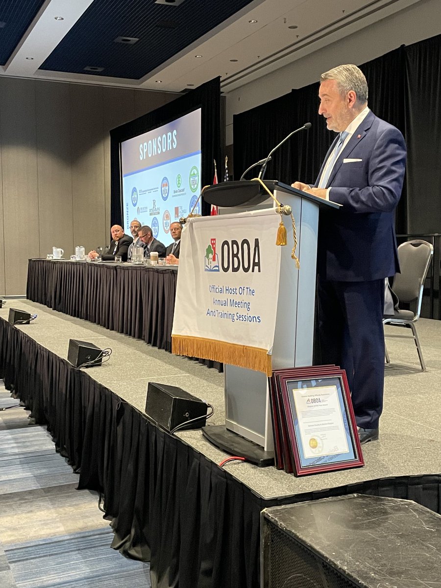 @MMAHMinisterPaulCalandra providing opening remarks at #oboa amts in London right now #build2code #construction