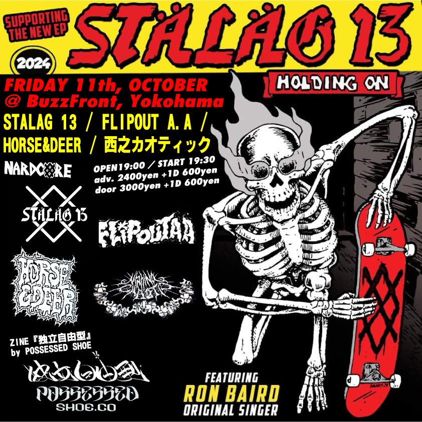 naokimoonstep's tweet photo. Oct. 11th Friday
@ BuzzFront, Yokohama
『STALAG 13 Japan Tour 2024』

Bands:
STALAG 13
FLIPOUT A.A
HORSE&amp;DEER
西之カオティック

Zine:
『独立自由型』 by Possessed Shoe

OPEN 19:00 / START 19:30
前売2400yen +1D 600yen

前売り予約(pre-order the tickets)
naokiyamauchi313@gmail.com https://t.co/JhDzPnAOYU