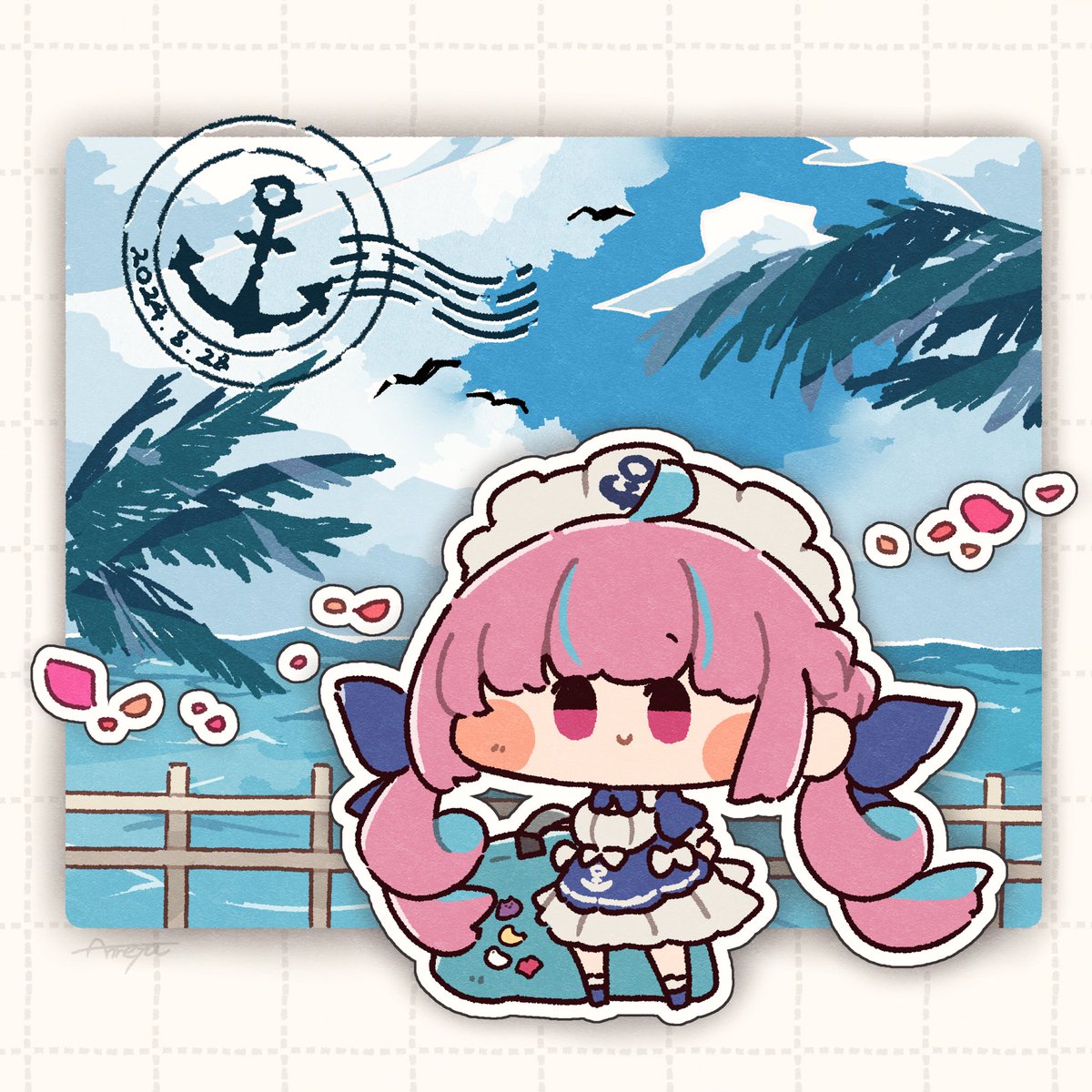 宝鐘マリン ,不知火フレア ,白銀ノエル ,兎田ぺこら 「再掲」|あめやゆきを🌂4/1～展示会🐇4/30ホロクルのイラスト