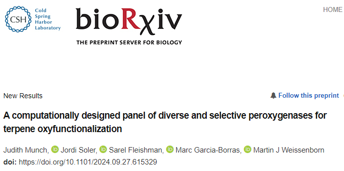 Weissenborn Research Group (Nemo) (@weissenborn_lab) on Twitter photo We're very happy to share our latest paper, which is by Judith and the groups of <a href="/MarcGBQ/">Marc Garcia-Borràs</a> and Sarel Fleishman!
We used AlphaFold2 and Funclib to design a targeted library of UPO variants, from which we then prepared oxyfunctionalised terpenes.
Read here: biorxiv.org/content/10.110… We're very happy to share our latest paper, which is by Judith and the groups of <a href="/MarcGBQ/">Marc Garcia-Borràs</a> and Sarel Fleishman!
We used AlphaFold2 and Funclib to design a targeted library of UPO variants, from which we then prepared oxyfunctionalised terpenes.
Read here: biorxiv.org/content/10.110…