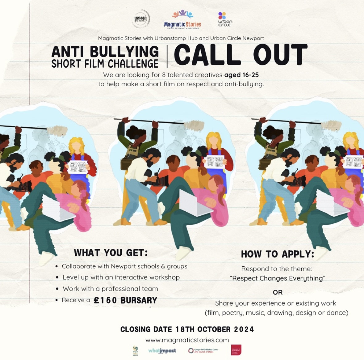 Calling all Youth Workers and Professionals- we have an opportunity for Young Creatives (16-25)! Magmatic Stories with Urban Stamp Hub and Urban Circle is on the lookout for 8 talented creatives aged 15-25 to join the Anti-Bullying short film challenge👇🎬
