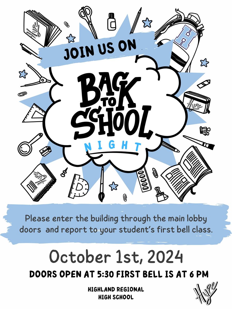 Join us for Back to School Night on Tuesday Oct 1st at 6pm.