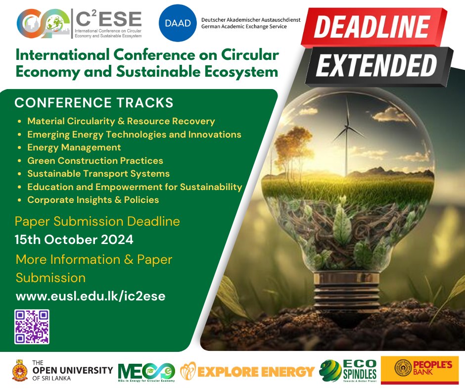 EU_BEGP's tweet image. Our sister project @EnergyEusl invites you the International Conference on Circular Economy and Sustainable Ecosystem (IC²ESE) 2024! 
Don&apos;t miss this opportunity to connect, learn, and collaborate on creating a sustainable future!
#CircularEconomy #EEDA #ExploreEnergy