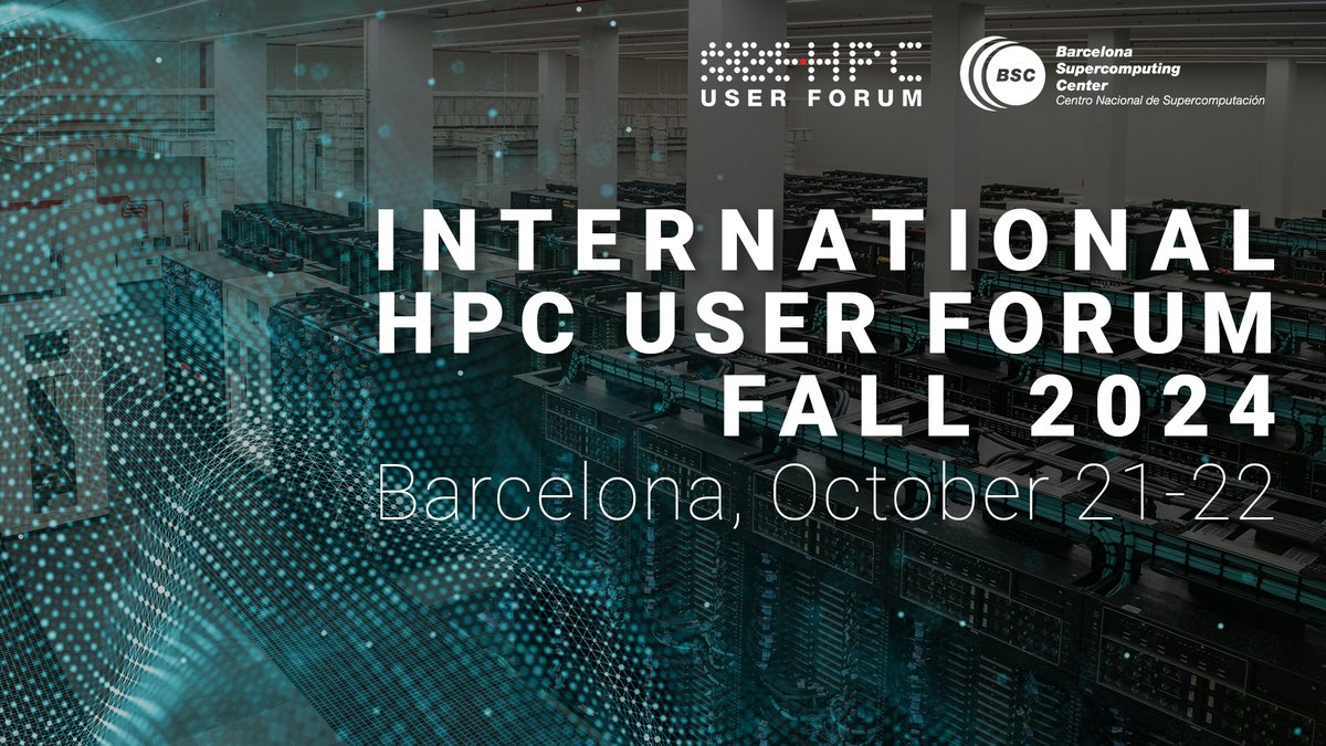 BSC-CNS (@bsc_cns) on Twitter photo 💻🎆We are happy to host the International #HPCUserforum Fall 2024!
☑Focus areas:
▪Major ways to use #AI & GPUs in HPC
▪BSC as a testbed & developer of new technologies, <a href="/risc_v/">RISC-V International</a> for HPC applications
▪#QuantumComputing futures
➡Register now! bsc.es/ZVm 💻🎆We are happy to host the International #HPCUserforum Fall 2024!
☑Focus areas:
▪Major ways to use #AI & GPUs in HPC
▪BSC as a testbed & developer of new technologies, <a href="/risc_v/">RISC-V International</a> for HPC applications
▪#QuantumComputing futures
➡Register now! bsc.es/ZVm