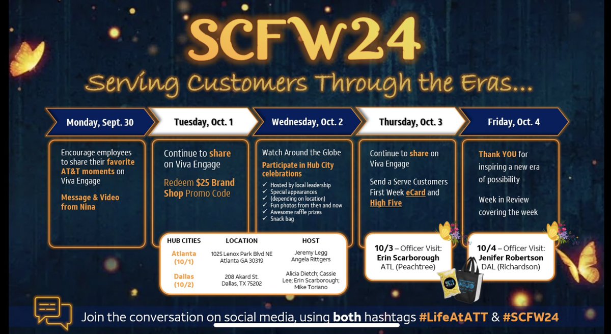 Happy Monday!! Today kicks off #SCFW2024 #LifeAtAtt - Serving Customers Through the Eras… and I’ve been serving since Cingular! 🤣#WinAsOne LET’S GO!!

<a href="/ATT/">AT&T</a> <a href="/OSA_Teams/">OSA</a> <a href="/VirtualSalesExp/">Virtual Sales Experience</a> <a href="/WeRtheNAC/">National Acquisition Centers</a> <a href="/NMustafa07/">Nina Mustafa</a> <a href="/sg939y/">Sharee’ de la Greaux</a> <a href="/SClasberry/">Shemika Clasberry</a> #FunAtWork

BTW follow me on IG: ajatlanta3