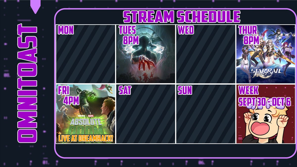 Stream Schedule for this week!

#Destiny2 on Tuesday! 
#HonkaiStarRail on Thursday
#Fortnite on Friday LIVE AT #DHATLANTA W/ <a href="/Kalam1ty_/">𝙆𝙖𝙡𝙖𝙢𝙞𝙩𝙮🦁</a> 

SEE YOU ALL THERE!