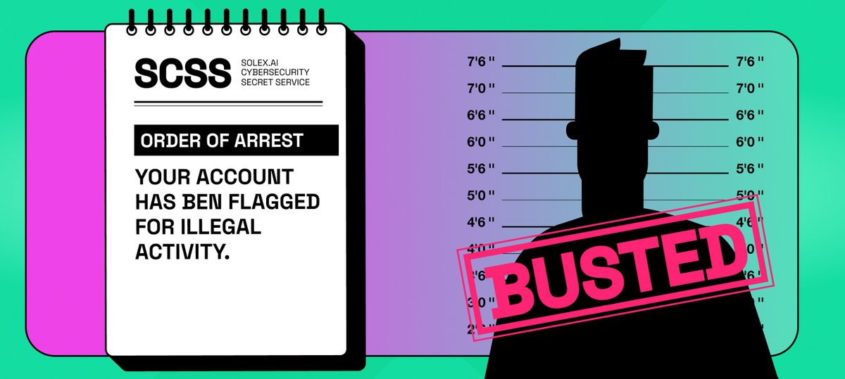 sentex_xyz's tweet image. Digital scoundrels, beware! Solex.ai Cyber Security Service is here👮‍♀️

If you bend the rules or hack, we’ll be firmly on your back 😠… and the first ones of you are receiving our police notifications right now 🚨

If you are aware of illicit activity on @solex_ai…