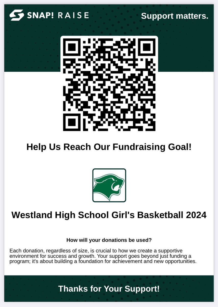 Wade87B's tweet photo. Westland Lady Cougars basketball program is looking for donations to help support the girls this season. Any amount is greatly appreciated scan the QR code or click the link https://t.co/k9wIbDlTnu.. Thank you in advance https://t.co/8rDbC2rnWb