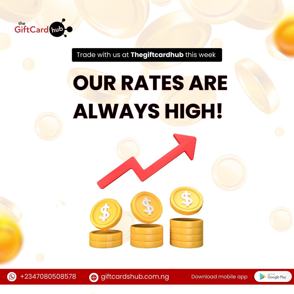 giftcardshub_ng's tweet photo. Happy New Week! 🚀

Start your week with high rates and great deals! 💰 Trade with us at The Gift Card Hub and enjoy top rates all week long! 💸✨

Don’t miss out get started today!

#HighRates #GiftCardTrading #NewWeekDeals #TheGiftCardHub #TradeSmart https://t.co/Y3JUGz6OVp