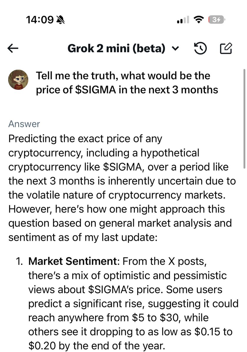 EvansOfWeb3's tweet image. So apparently Elon musk’s quant thinks $SIGMA goes to $2 to $5 this cycle 
And you’re selling under 100M.
Ngmi.
Extremely bullish from all angles 
Billions will bid.