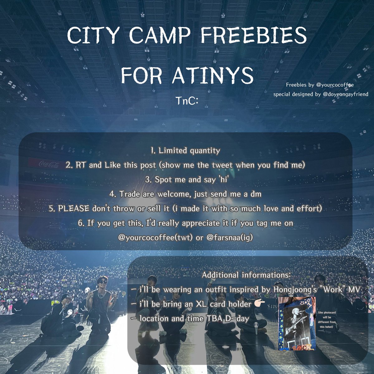 ❁ CITY CAMP 2024 FREEBIES ❁
ー by <a href="/yourcocoffee/">far</a> and specially designed by <a href="/doyeongayfriend/">𝑳Δ𝑭𝑰𝑳𝑳𝑬𝑫𝑯𝑰𝑽𝑬𝑹❄️</a> 

RT and Like are appreciated 
📌 please read TnC and information on tweet below 

Trade are welcome, just hit my dm 🤩✨

SEE YOU ATINY!✨
#CityCamp2024 #ATEEZinCityCamp2024