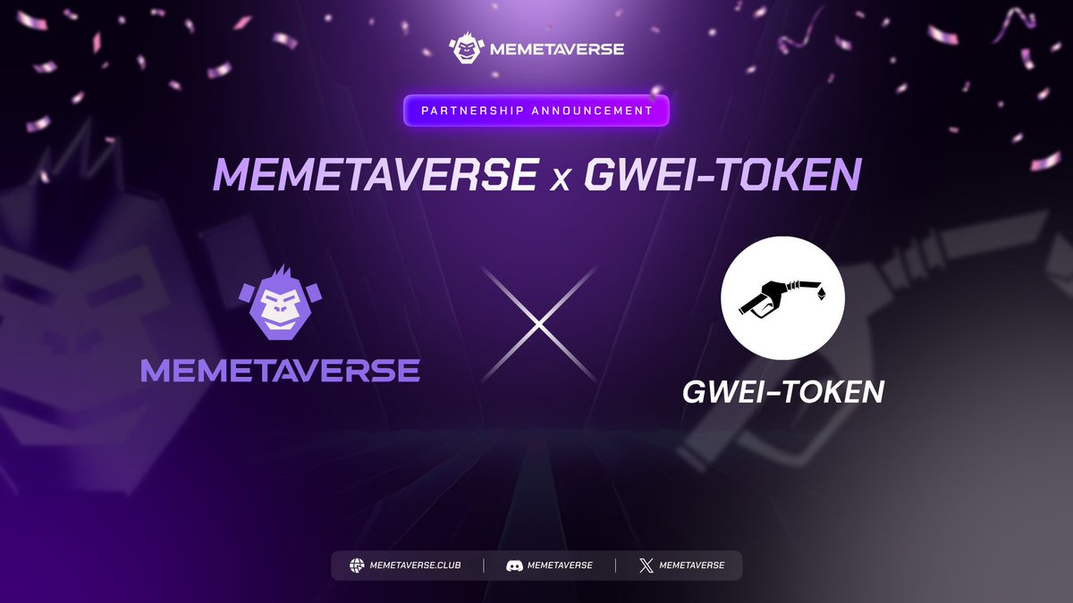 MemetaverseClub's tweet photo. 🎉 MEMETAVERSE x Gwei Token: It's about to get wild in the Metaverse! 🎉
🚀 We're teaming up with @GWEITOKEN_ARB for an epic partnership that's all about community, fun, and blasting those gas fees! 🔥
🎁 Celebrate with us in our Galxe quest and win:
 * 20 WL Spots from Gwei Token 🎫
 * Cyber Architect Role in Memetaverse + 100 points for 5 winners 🛠️✨
➡️ Join the quest now: https://t.co/Q1ytmHrvG5
🔥 Get ready for:
 * Less gas, more games! ⛽
 * Double the community, double the fun! 🤝
 * Memes, quests, and mayhem! 😂
💪  Together, we're building a brighter future for Web3!
🔥 Join us and let's conquer the metaverse together! 🌌
#MEMETAVERSE #GweiToken #Web3 #Community #Partnership #Crypto #NFTs #GameFi