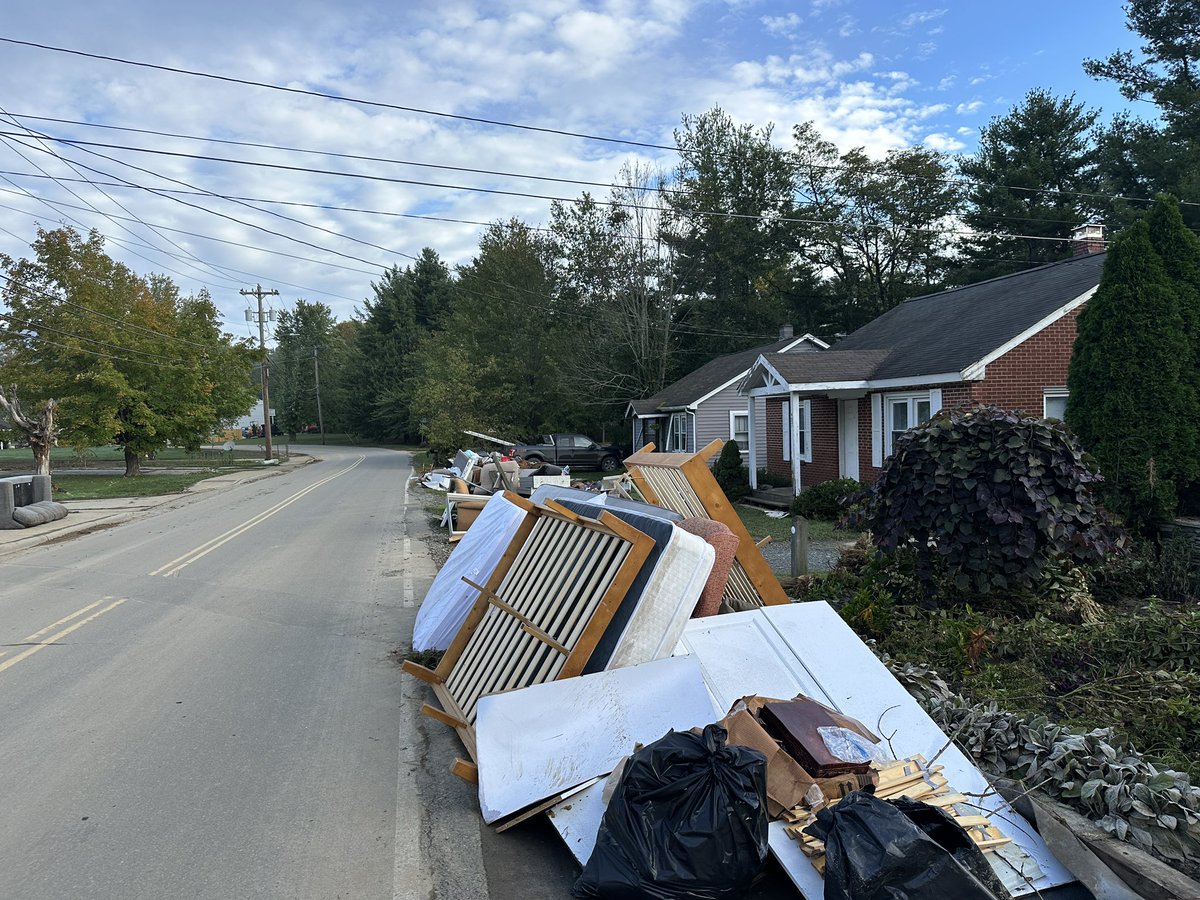 A common scene across Boone today as residents clean out their homes from the flood damage, one resident told me his home got up to 4ft of water. A lot of these homes he says are unsafe to live in.