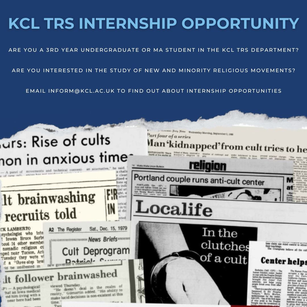 Are you a <a href="/KCL/">KCL</a> theology and religious studies student who is interested in the study of new and minority religious movements? If so, we encourage you to reach out to us to discuss possible internship opportunities ✍️ Email us at inform@kcl.ac.uk

@kings_trs

#internship #trs