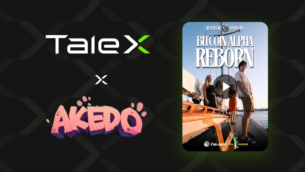 TaleX x AKEDO Games

We're thrilled to announce our first partnership as #TaleX with <a href="/akedofun/">AKEDO</a>! 🎮

🍿 Watch #BitcoinAlphaReborn and earn $STS01 with AKEDO on TaleTV: t.me/TaleX_chain_bo…

👾 Play AKEDO: t.me/Akedo_Bot/Aked…

Create. Share. Enjoy.