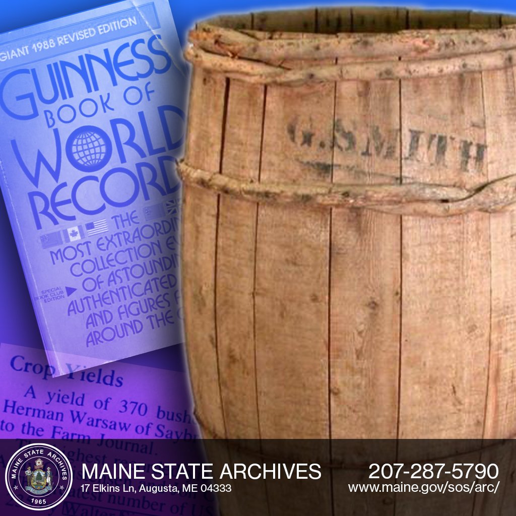 On this date in 1950, a Mainer set a potato-picking world   record!

Walter Sirois picked 235 barrels of potatoes in 9.5 hours,   which weighed more than 19 tons! His achievement was published in the 1988   Guinness World Book of Records.