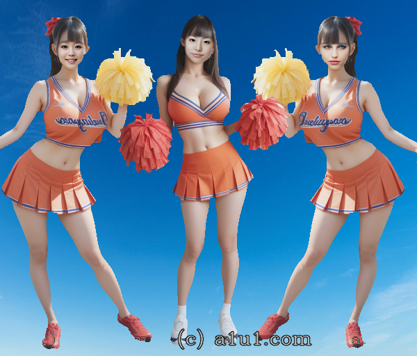collageClick's tweet photo. 顔交換アプリ「顔のせa1u1」で友達３人でチアリーダーになる画像が作れました。 https://t.co/R7k9e3tWcN