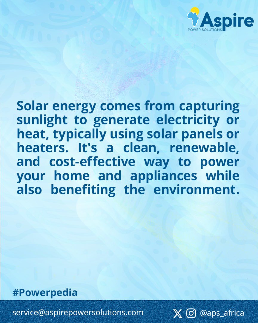 Solar energy harnesses the sun’s rays to create electricity or heat through solar panels and heaters. It’s a smart, cost-effective choice for powering your home and appliances;

Click on this link 
zfrmz.com/fAPk4Wj9AG6q8O… and let's get you started today.

#powerpedia