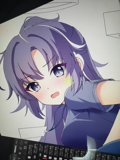 結局塗りながらバランスおかしいな?ってなってずらしたり変形したり描きなおしたりで一歩進んで二歩下がってる… 絵あるある