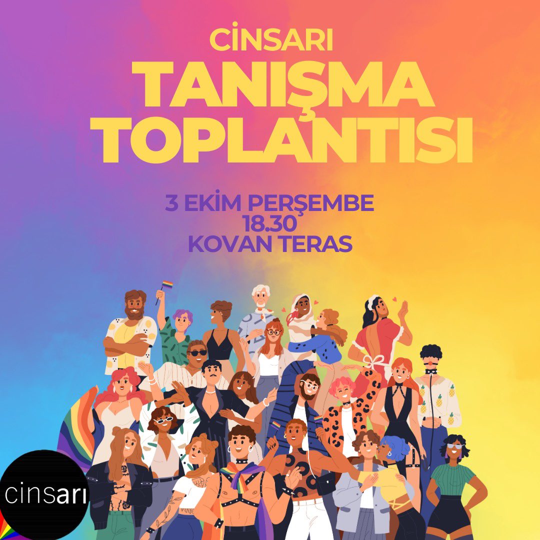 itucinsari's tweet photo. Cinsarı ile yeni döneme başlamaya hazır mısın?? 🥳🥰🏳️‍🌈🏳️‍⚧️
Eğer hazırsan kulübü ve birbirimizi tanımak üzere seni dönemin ilk tanışma toplantısına bekliyoruz 🌈🌈

📅 3 EKİM PERŞEMBE 
⏰️18.30
📍KOVAN TERAS

Seninle tanışmak için sabırsızlanıyoruz lubunya ❤️🧡💛💚💙💜 https://t.co/JeFqmwyC6W