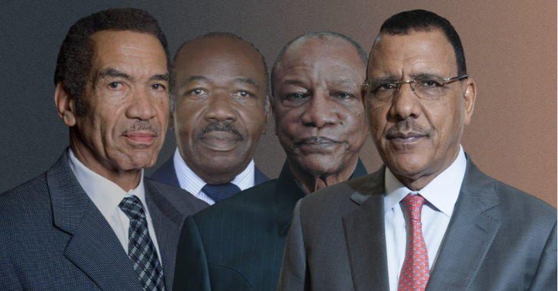 jeune_afrique's tweet photo. Qu’ils aient été renversés par un coup d’État militaire ou contraints à quitter le pouvoir par la rue, les chefs d’État déchus ont rarement un sort enviable. Tour d’horizon, en infographie, de la situation de ces puissants tombés de leur piédestal.