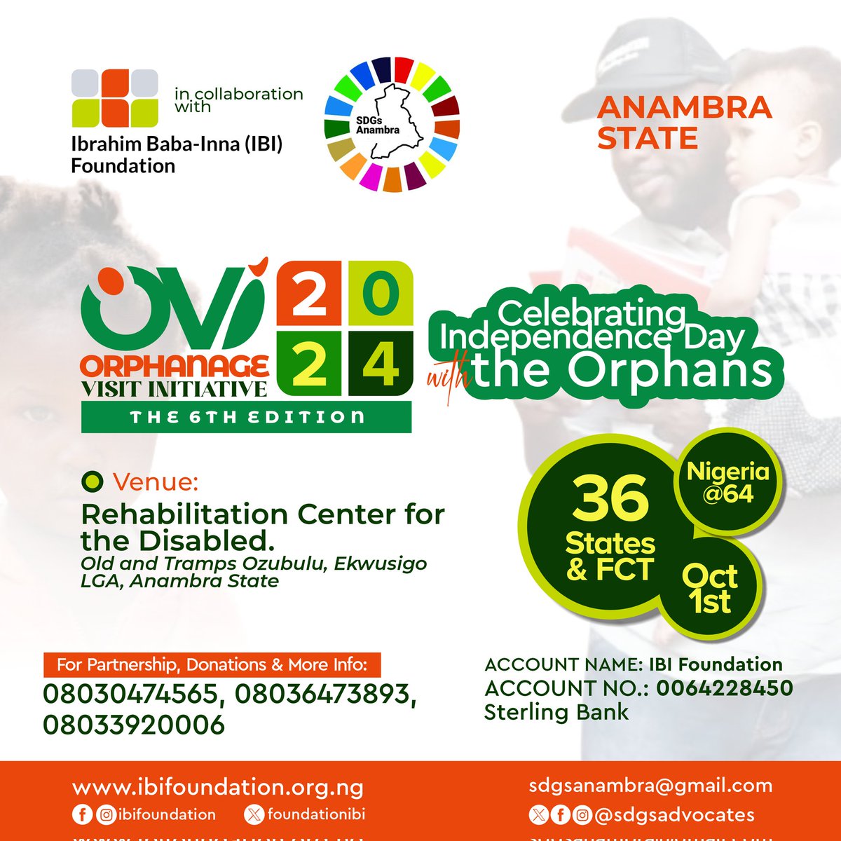 Join us for this year's Independence day celebration with the Orphans
OVI Orphanage visit initiative
6th Edition
In this period of Economic hardships
These people needs some support and we use this outreach to give them sense of belonging and proud of Life