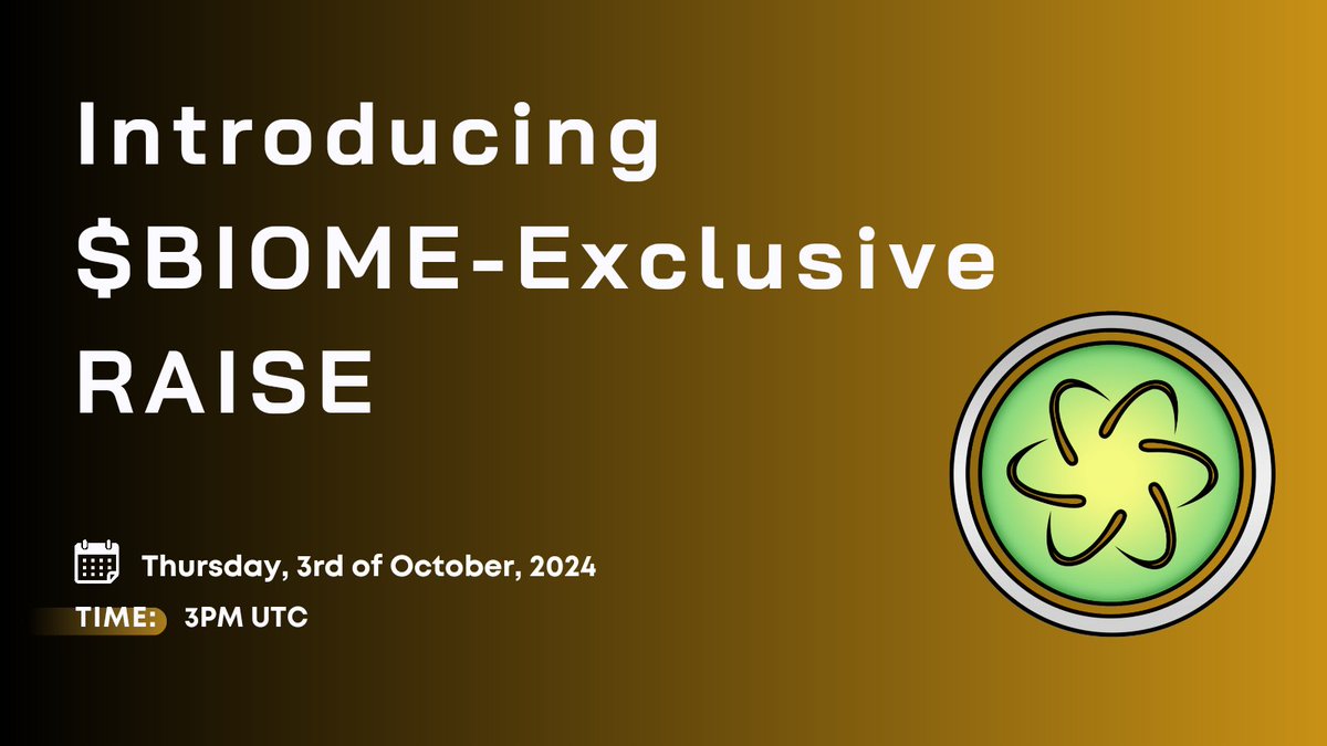 nexusfusioncap's tweet image. Our first $BIOME-Exclusive Raise is here! 🚀

This Raise will feature a Tier-1 Project, where $BIOME will be accepted as payment instead of stables. 

This is a dream come true for our community, and we&apos;re beyond excited! 

Join 👉 discord.gg/nexusfusion for more info.
#CryptoVC
