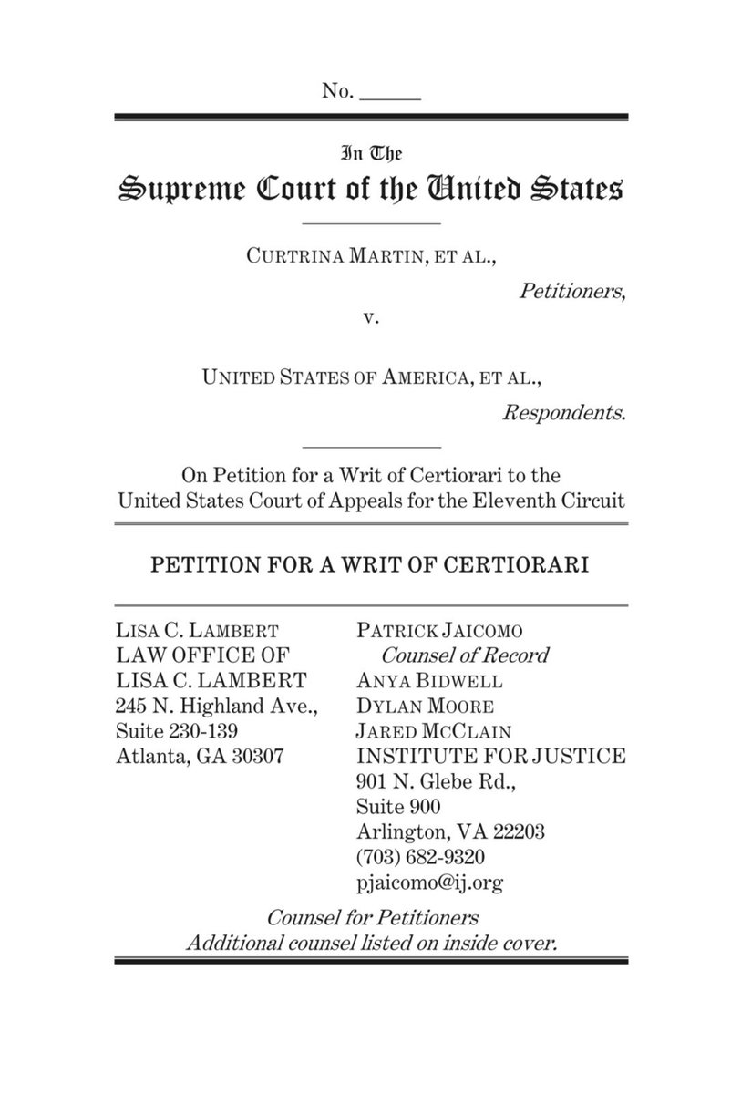 pjaicomo's tweet image. 🚨 @IJ CERT ALERT 🚨 

An FBI SWAT team executed a #WrongHouseRaid in Atlanta, terrorizing a family.

The family sued under the FTCA, which Congress extended to cover such raids. 

But the 11th Cir. granted #SovereignImmunity in Martin v. U.S. 

Why? 1/
ij.org/wp-content/upl…
