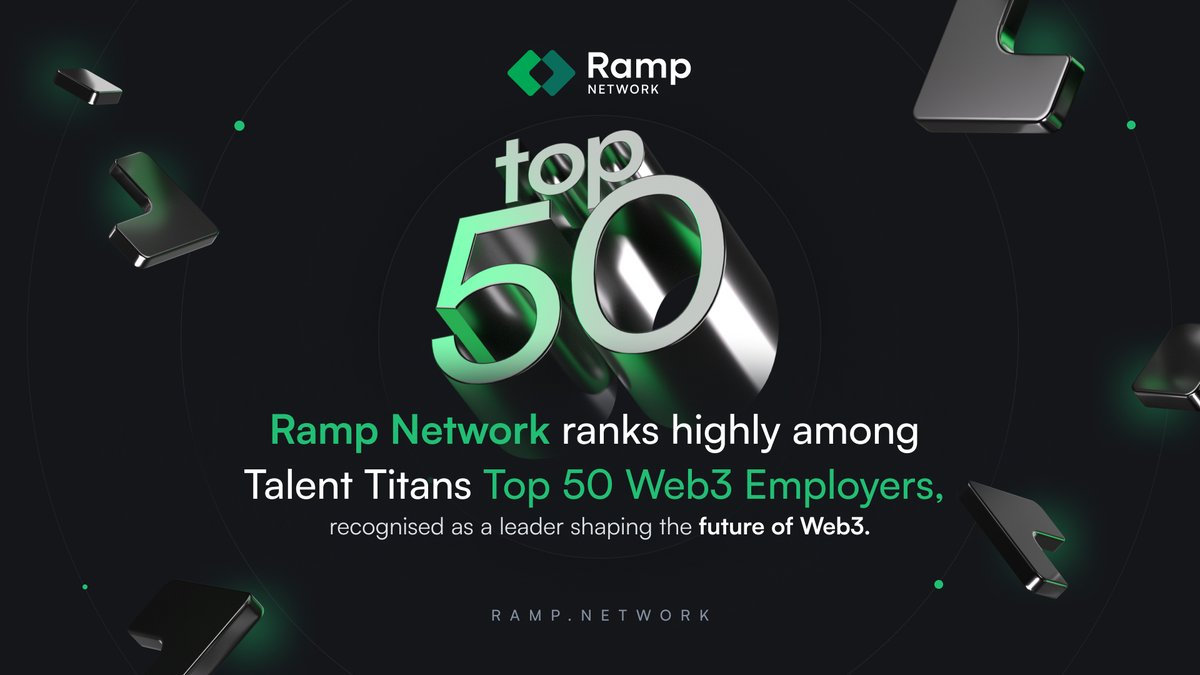 🚀 Ramp Network is listed as one of the Talent Titans Top 100 companies to work for in Web3.

Huge thanks to our fantastic team and @Calyptus_web3 for the recognition.

Together, we’re shaping the future of Web3.

#TalentTitans