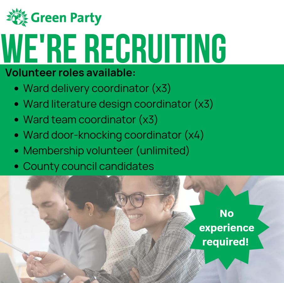 “🚨 We’re recruiting 🚨 

We need people like you to help us as we mobilise across the city. 

With no previous experience required, we can turn you into a skilled organiser to help get more Greens elected in Norwich. 
 
Let us know if you’re interested: actionnetwork.org/forms/let-us-k… “