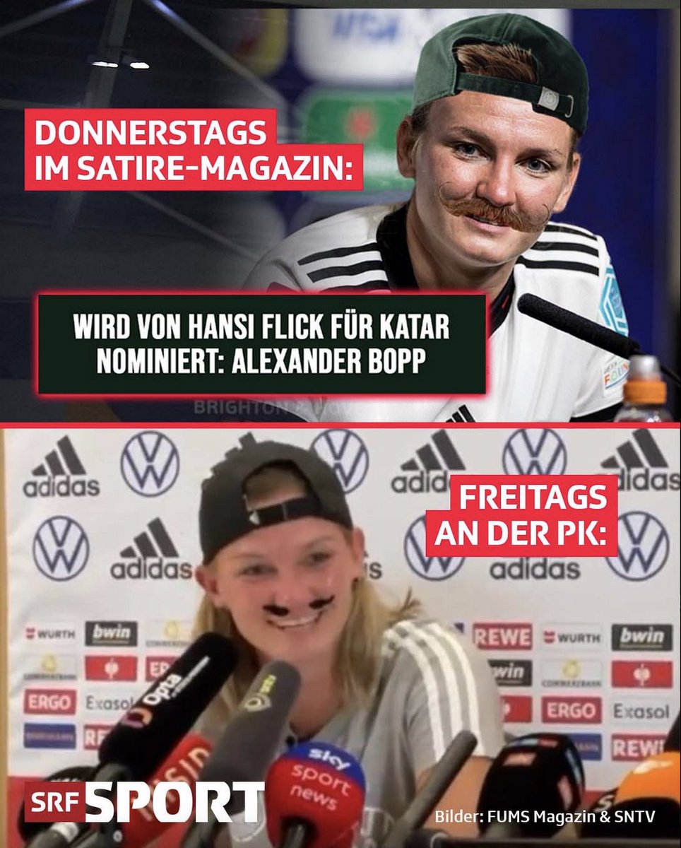 fums_magazin's tweet photo. Man muss es positiv sehen: Trotz Nationalmannschafts-Karriereende von @alexpopp11 wird uns Alex Bopp und vor allem dieser Moment, diese eine PK, erhalten bleiben.
Ein kleines, buntes Puzzleteil deutscher Fußballgeschichte. Denken immer gern dran zurück!🤍👋🏻
#AlexandraPopp #Popp https://t.co/LqmxzboTSU