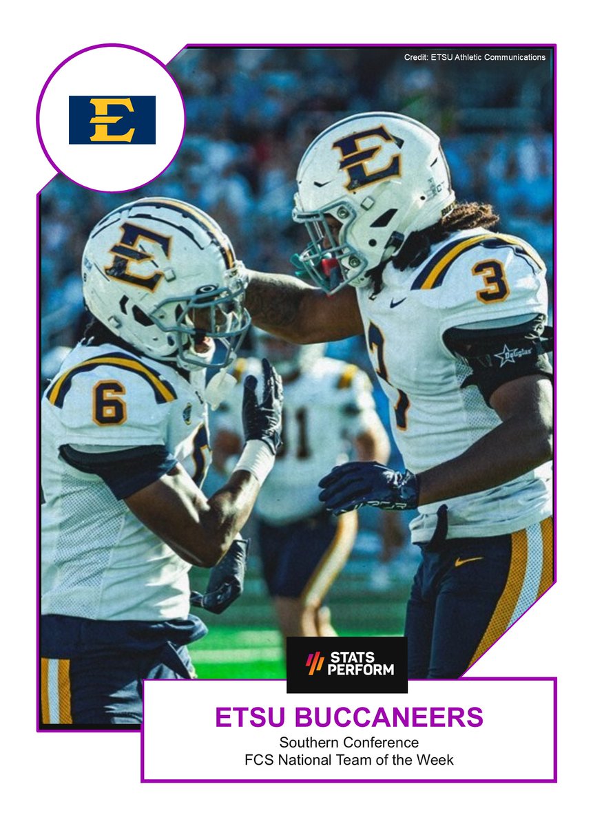 Stats Perform FCS National Team of the Week      

Congratulations to the ETSU Buccaneers

Story: theanalyst.com/na/2024/09/sta…