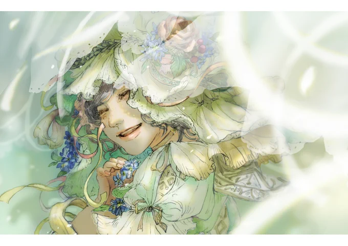 風が吹いている シャープペンシル/透明水彩/Photoshop 