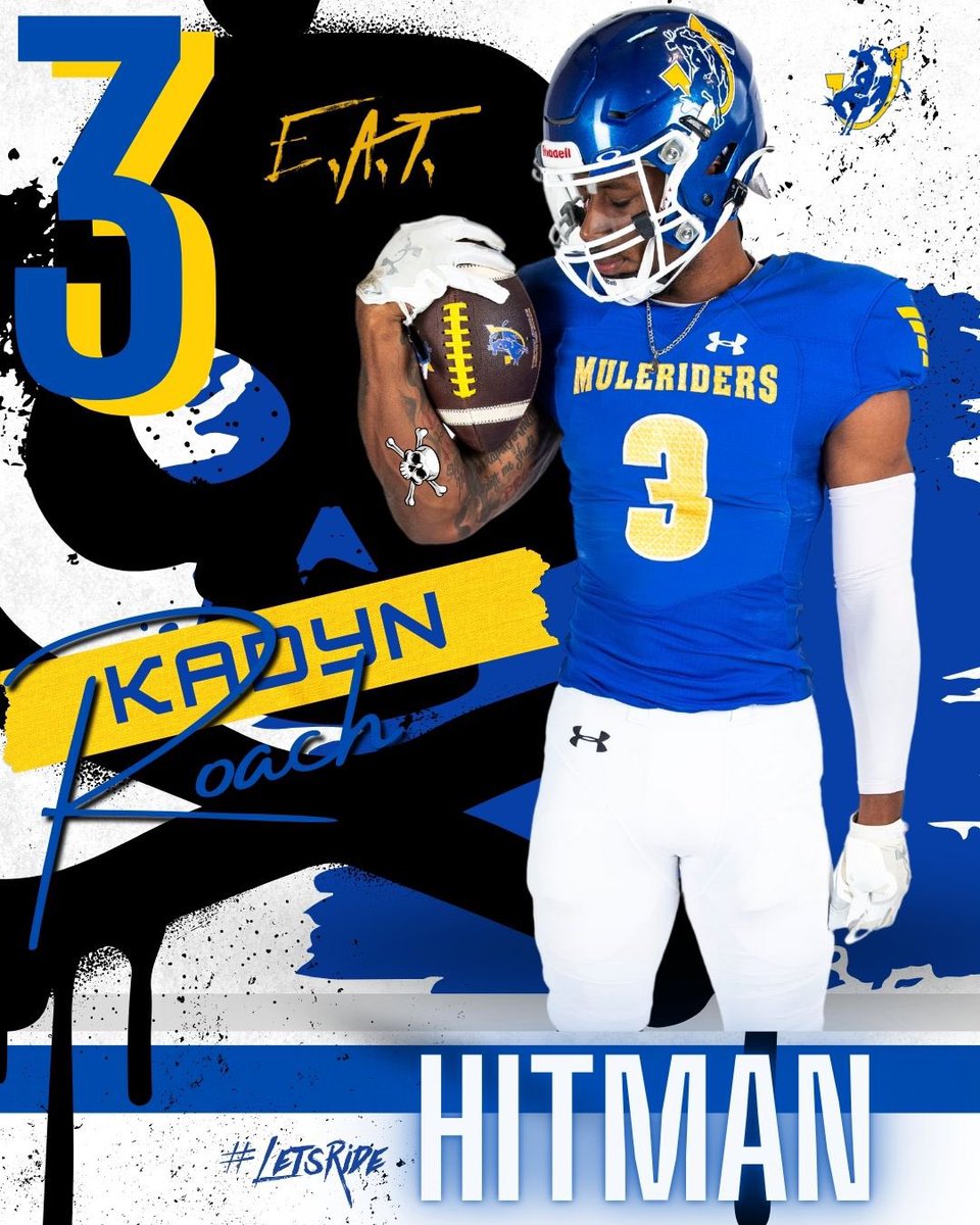 CONGRATS to <a href="/KadynRoach/">Kadyn 🌪</a> named our <a href="/SAUFootball/">Mulerider Football</a> #HITMAN OF THE WEEK in our Week 4 #VICTORY over Ark Tech!! #BALLERS #EAT #BangRelease 🏴‍☠️🤙🏇