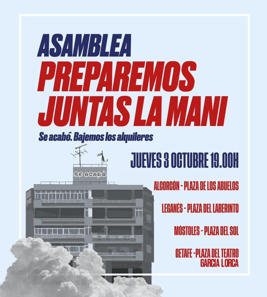 VIVIENDA | Asambleas abiertas en la #MadridSur, el 3 de oct. para preparar la movilización por la #vivienda del 13-O.

¡Se acabó. Bajemos los Alquileres!

Apoyamos el bloque cítico organizado por el <a href="/InquilinatoMad/">Sindicato de Inquilinas e Inquilinos de Madrid</a> <a href="/InquilinatoMSur/">Sindicato de Inquilinas de la Zona Sur de Madrid</a>

👇❤️🖤
x.com/InquilinatoMSu…
