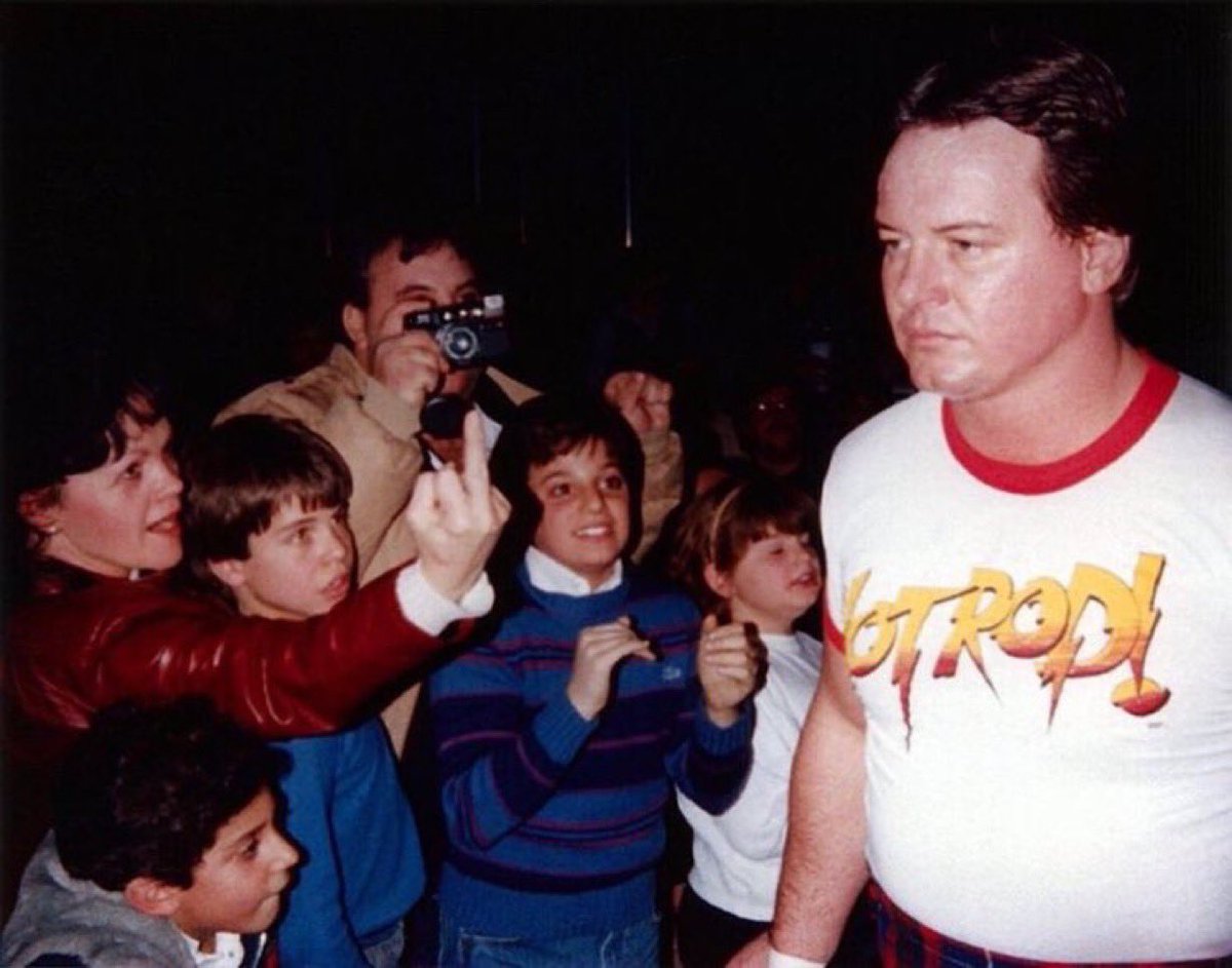Super70sSports's tweet image. "I knew we shouldn't have brought mom to meet Roddy Piper."