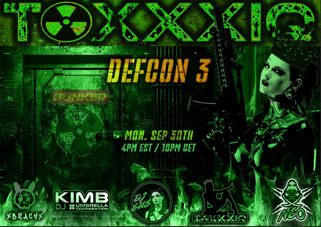 RuDaThird3DX's tweet photo. It's Monday so that means TOXXXIQ Bunker then FunkMe Sideways! Come get crazy with us starting @ 4pm EST!
#TOXXXIQBunker #Defcon3 #SickLineUP