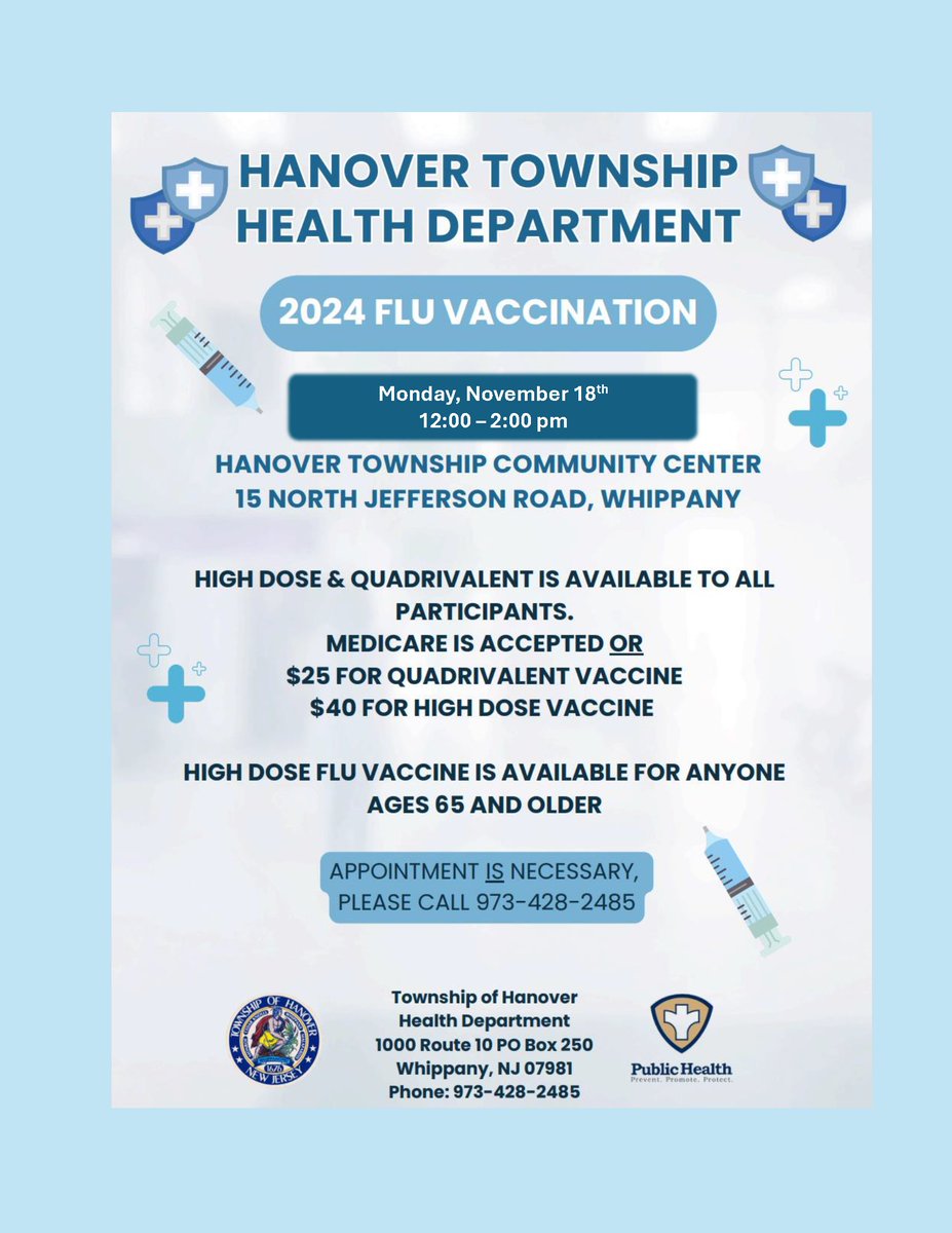 TownshipHanover's tweet photo. A second flu vaccination clinic date has been added for residents! More info: https://t.co/QRjPQYxNVL https://t.co/0nSzmAZWkS