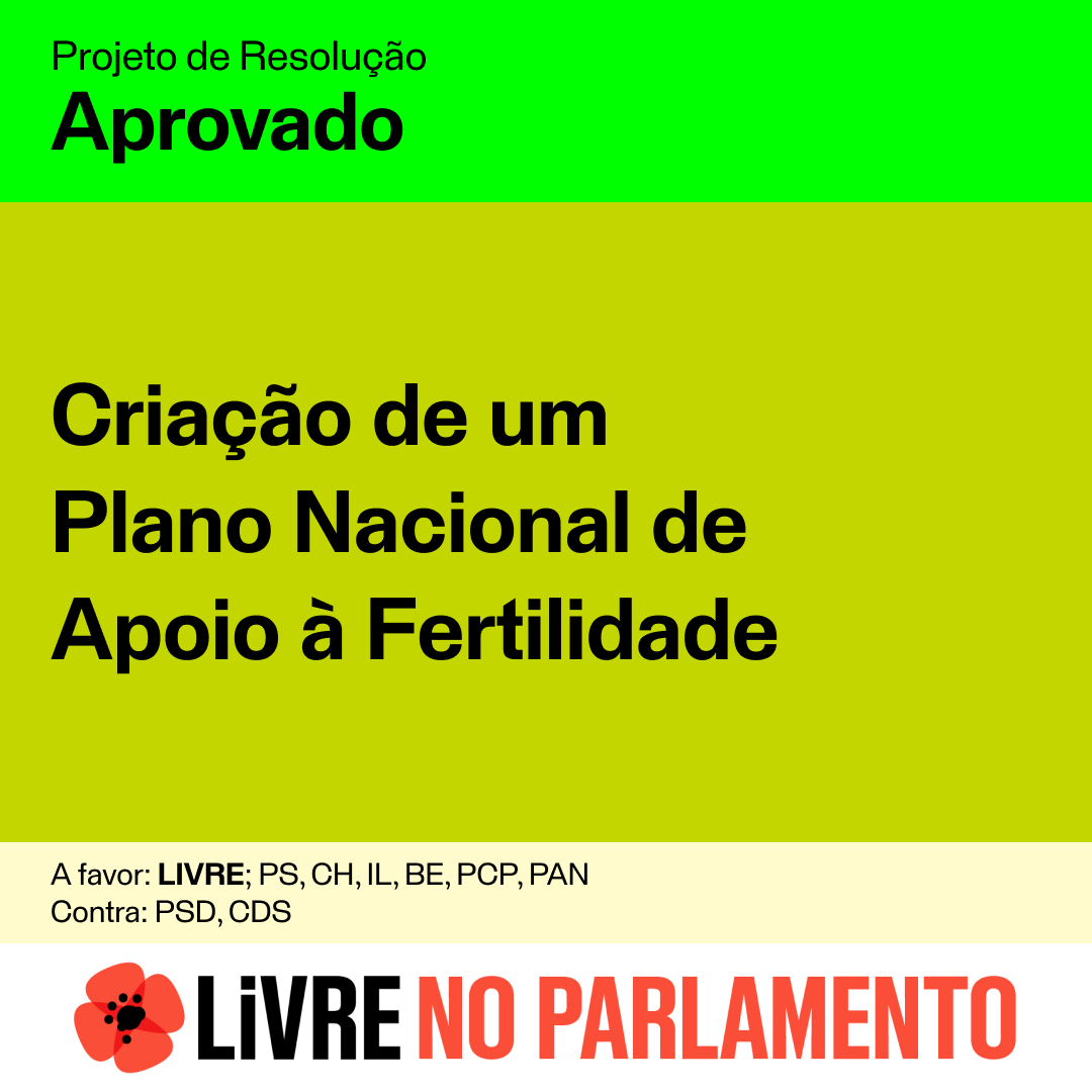 A infertilidade é um problema de saúde pública, mas o acesso aos serviços públicos é ainda um grande desafio. É urgente avançar com um Plano Nacional de Apoio à Fertilidade que venha reduzir listas de espera, aumentar centros públicos e reforçar o apoio económico e psicológico.
