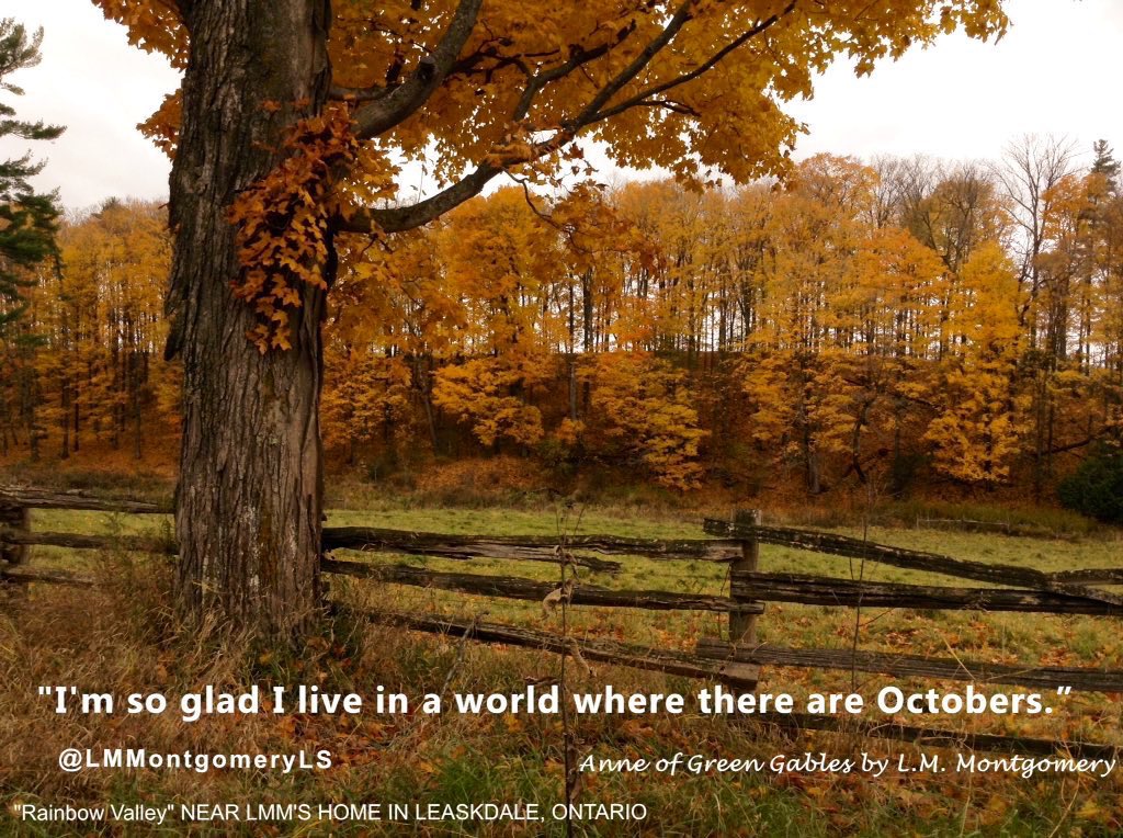 🍂 “I’m so glad I live in a world where there are Octobers” 🍁

As a measure of #LMMONTGOMERY ’s popularity, count how many times you see her #October #quote this month!