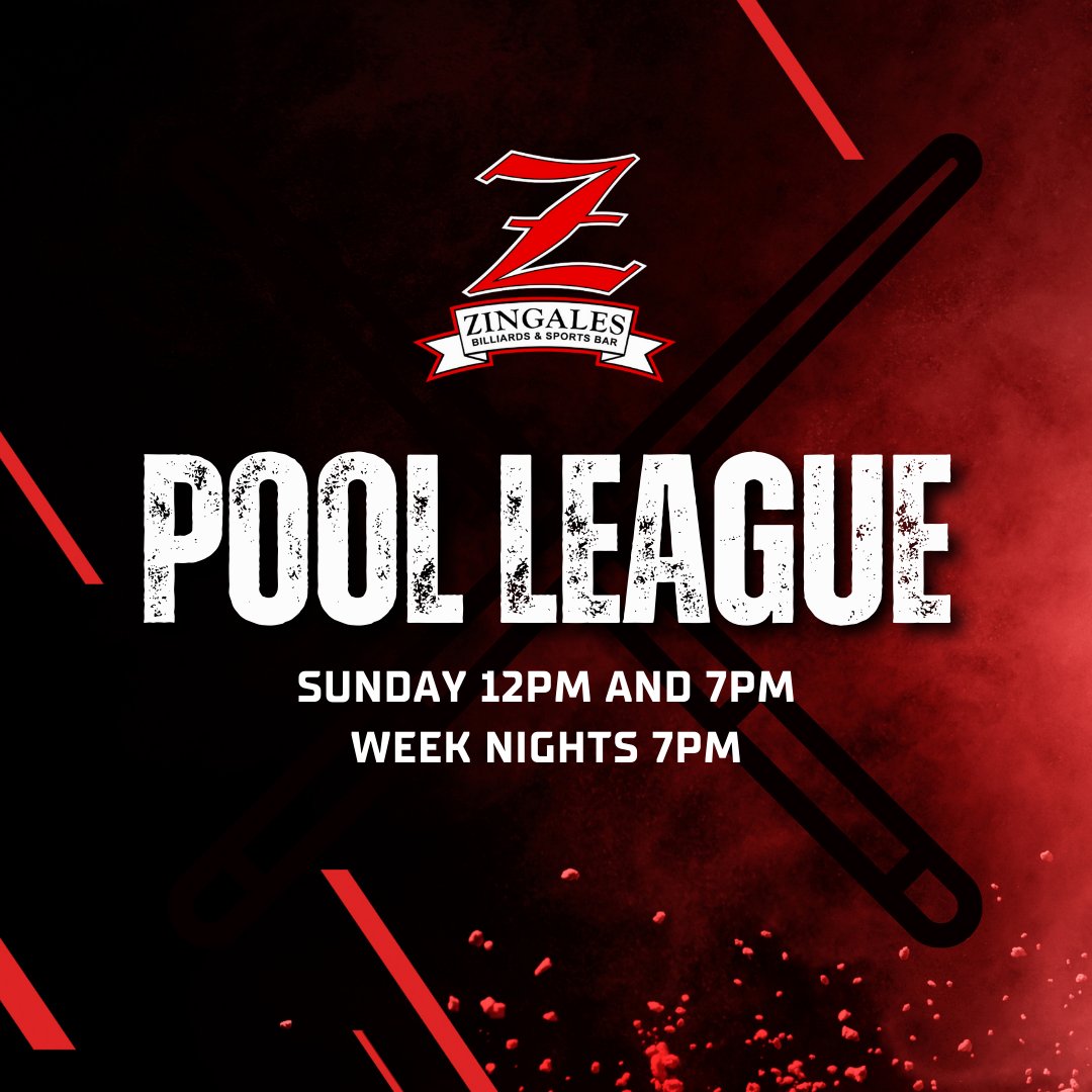 ZingaleBilliard's tweet photo. Sharpen your cues and aim to win! Pool League runs Sunday - Thursday. Sunday showdowns at 12pm & 7pm, weeknights at 7pm. 🎱🏆 #SharpenYourSkills #AimToWin #PoolShowdown https://t.co/OoezAa3ZlP