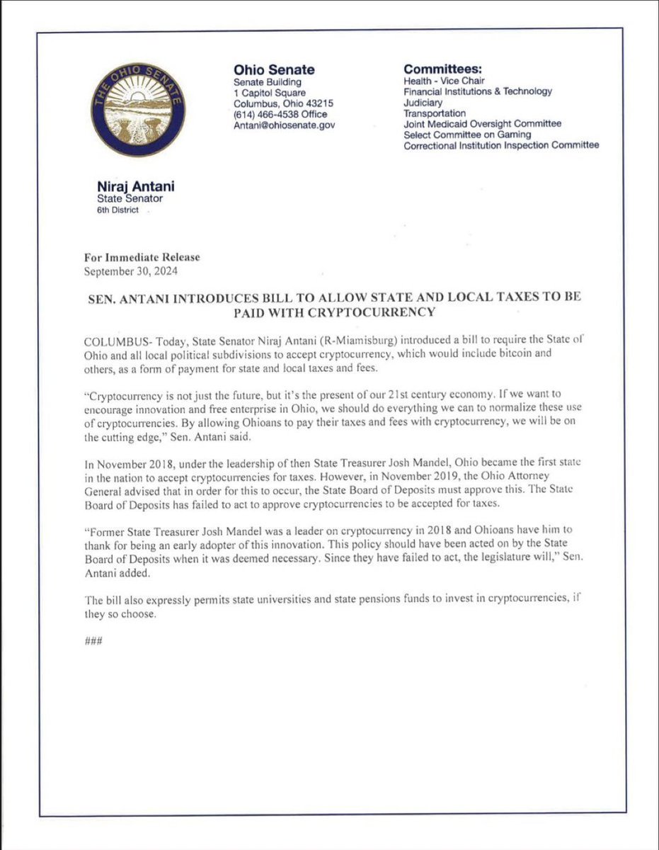 There is a new bill that has been put forward to allow people to pay their  taxes in crypto. This makes no sense for someone to do. Bitcoin is a  store-of-value, so