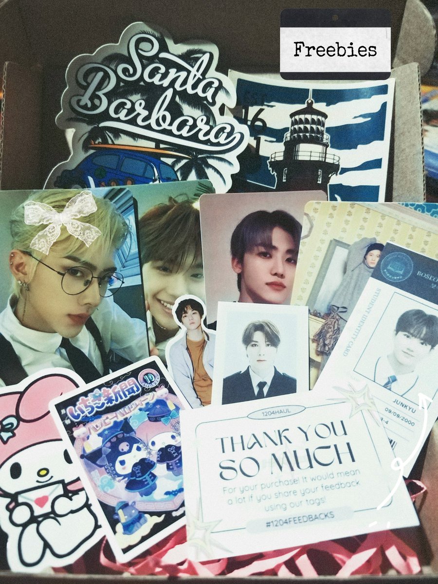 ✉️ from: <a href="/1204HAUL/">rai | ia</a> #1204feedbacks

saurr dami ng freebies! doyoung and woo keychain arrived safely. tysm also sa pa-giveaway mo ate!

#kyutelluck #kyutellivery