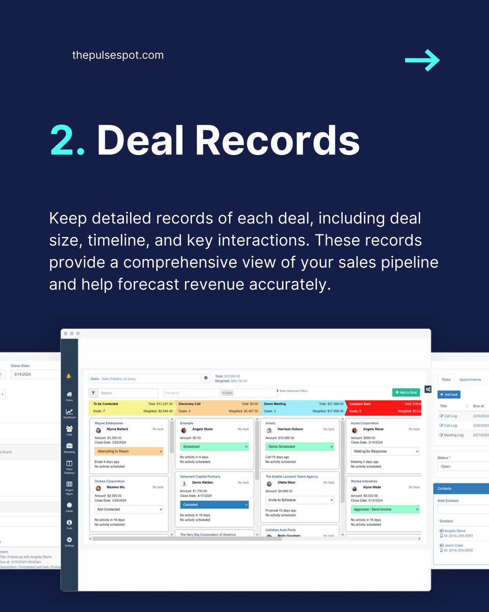 PulseTechCRM's tweet image. 💡 𝐀𝐫𝐞 𝐲𝐨𝐮 𝐭𝐫𝐚𝐜𝐤𝐢𝐧𝐠 𝐭𝐡𝐞 𝐫𝐢𝐠𝐡𝐭 𝐂𝐑𝐌 𝐝𝐚𝐭𝐚?

From conversion rates to sales forecasting, here are 6 key metrics every business should monitor for growth! 📊

Unlock the power of your CRM with Pulse. 🚀 #CRMData  #BusinessGrowth #PulseCRM