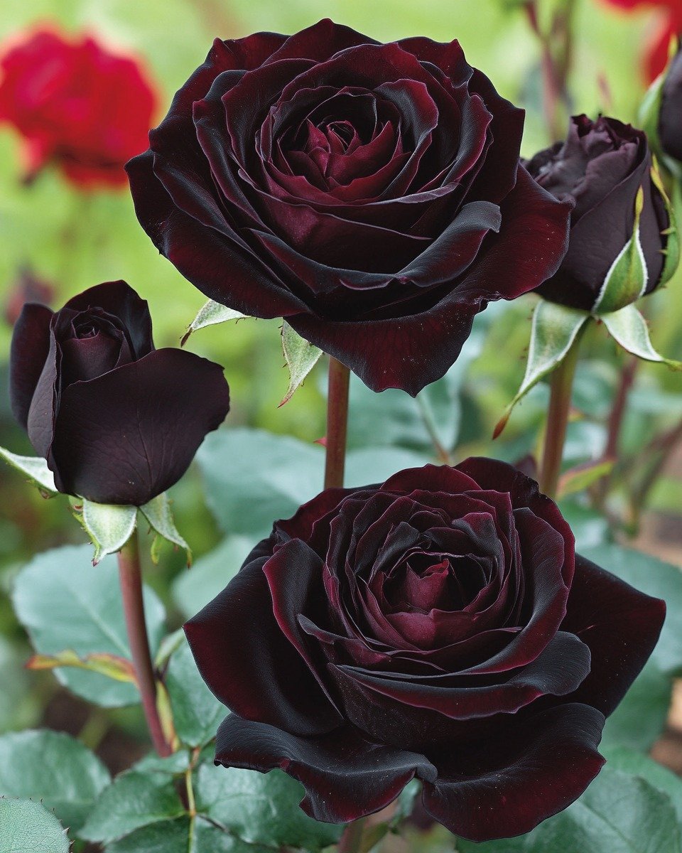 TheFlowerShow's tweet photo. The Black Baccara rose was bred by the French rosarian Meilland International. It was introduced in 2000 as part of their hybrid tea rose collection. Meilland is one of the most famous rose breeders in the world, known for producing high-quality, distinctive roses.
The Black Baccara was specifically developed to meet the demand for dark-colored roses, which are highly prized in the cut-flower industry for their striking, almost gothic beauty. It was created by crossing various deep red rose varieties in an effort to achieve the darkest hue possible.