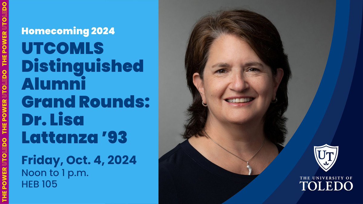 Join us for our Distinguished Alumni Recipient Grand Rounds on Friday at 12 p.m. with Dr. Lisa Lattanza ’93 in the HEB 105. Learn more: buff.ly/4efpx26 
#UToledoMed