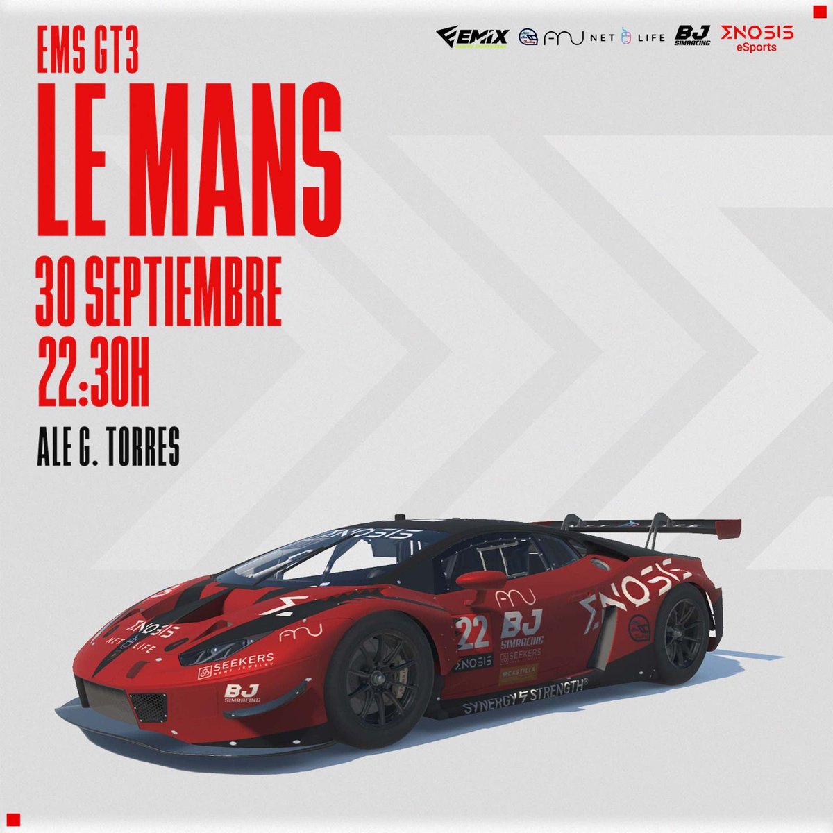 Enosis eSports (@e_enosis) on Twitter photo Próximo evento de la <a href="/EMS_iRacing/">European Master Series</a> en este mítico circuito de La Sarthe
📺 twitch.tv/ems_iracing
🏎️ Ale G Torres <a href="/puti_SIMO/">AleGTorres@SIMO</a>
🏎️ Carlos Giumill <a href="/Giumill_/">Giumill</a>
🏎️ Miguel Gutierrez @Migueelg93
#synergy&strength
<a href="/Emix_Gaming_/">EmixGaming</a> @Almiun_ <a href="/Bjsimracin1/">BJSIMRACING</a> <a href="/NetLifeGaming/">NetLife Gaming</a> <a href="/SimracingStill/">Still SimRacing Cockpits</a> Próximo evento de la <a href="/EMS_iRacing/">European Master Series</a> en este mítico circuito de La Sarthe
📺 twitch.tv/ems_iracing
🏎️ Ale G Torres <a href="/puti_SIMO/">AleGTorres@SIMO</a>
🏎️ Carlos Giumill <a href="/Giumill_/">Giumill</a>
🏎️ Miguel Gutierrez @Migueelg93
#synergy&strength
<a href="/Emix_Gaming_/">EmixGaming</a> @Almiun_ <a href="/Bjsimracin1/">BJSIMRACING</a> <a href="/NetLifeGaming/">NetLife Gaming</a> <a href="/SimracingStill/">Still SimRacing Cockpits</a>