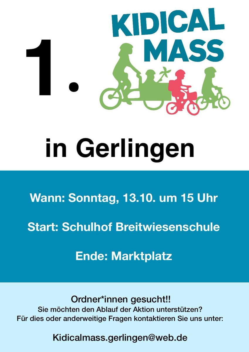 In 2 Wochen startet die erste Kidical Mass in Gerlingen. Kommt gerne vorbei 🚲
